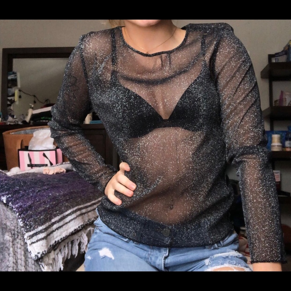 See through sparkle shirt